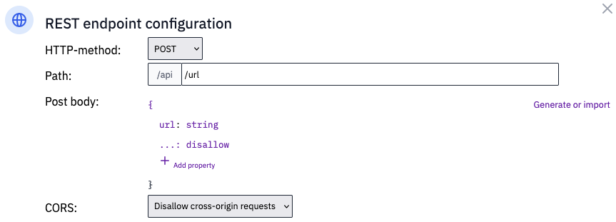 REST endpoint configuration