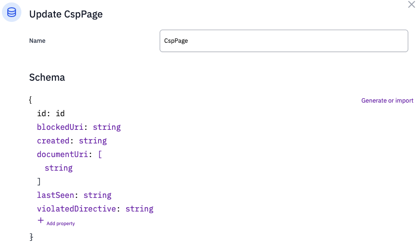 Definition for the CspPage table
