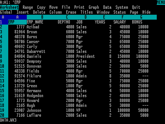 Screenshot of Lotus 1-2-3